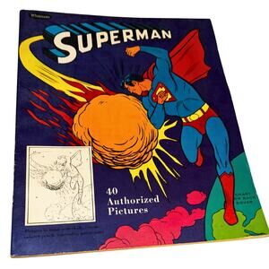 Vintage 1966 Whitman Superman Paint-By-Number Book — 40 Pics — 1 Page Colored